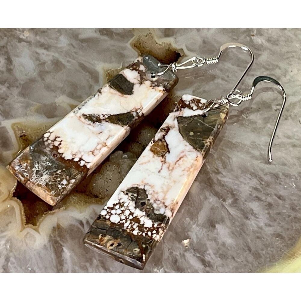Navajo Wild Horse Turquoise and Sterling Silver Drop Dangle Earrings NEW - Picture 4 of 13
